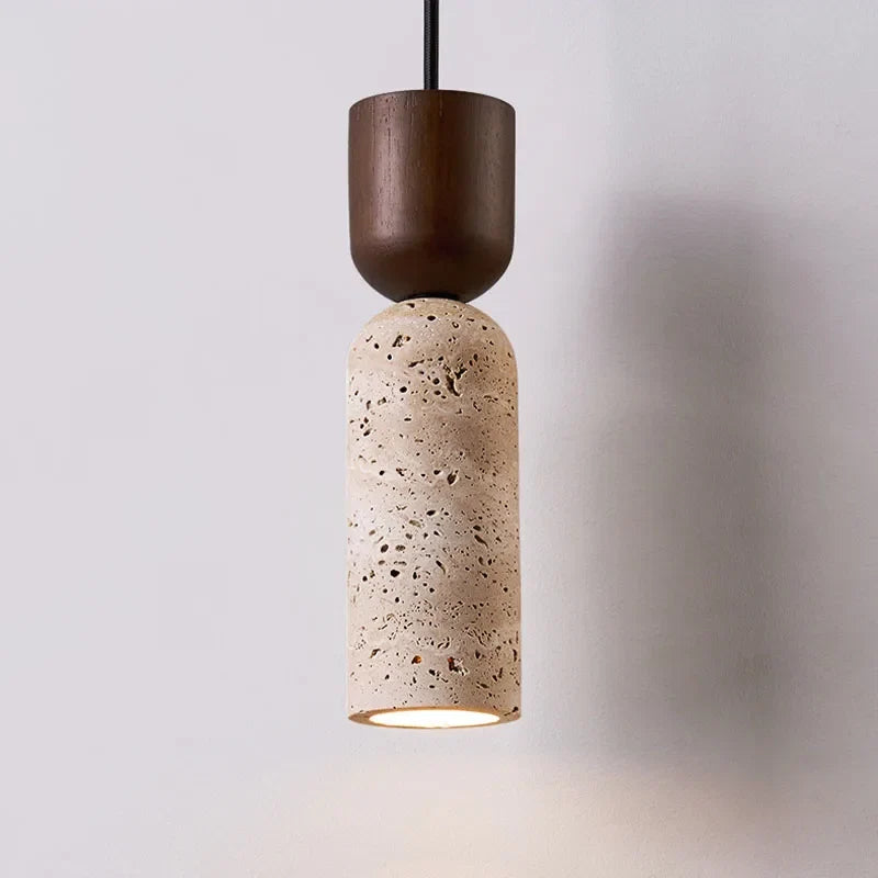 Wabi-Sabi Pendel – Travertin og Valnødderæ