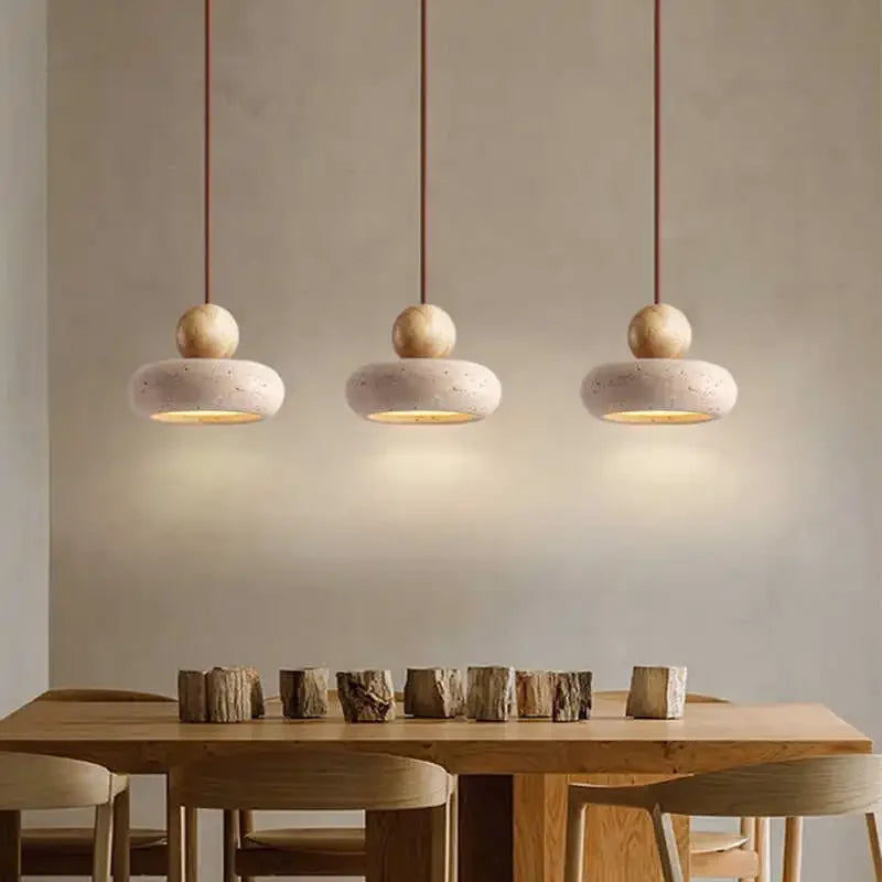 Natursten & Træ Pendel – Vintage Minimalistisk Design
