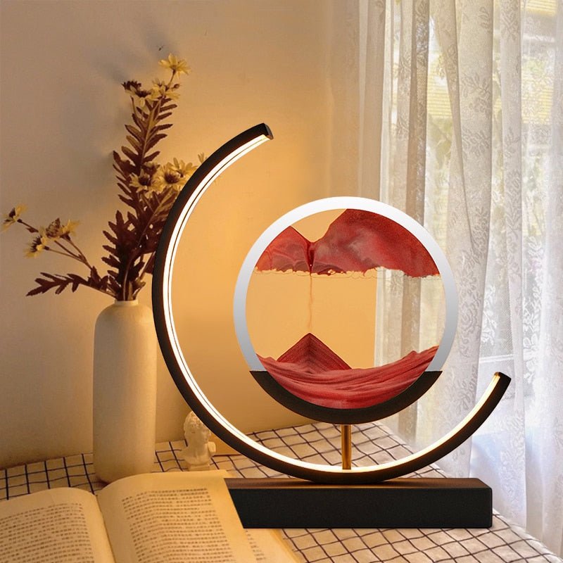 Sandlys – Kviksand LED-bordlampe med sandkunst