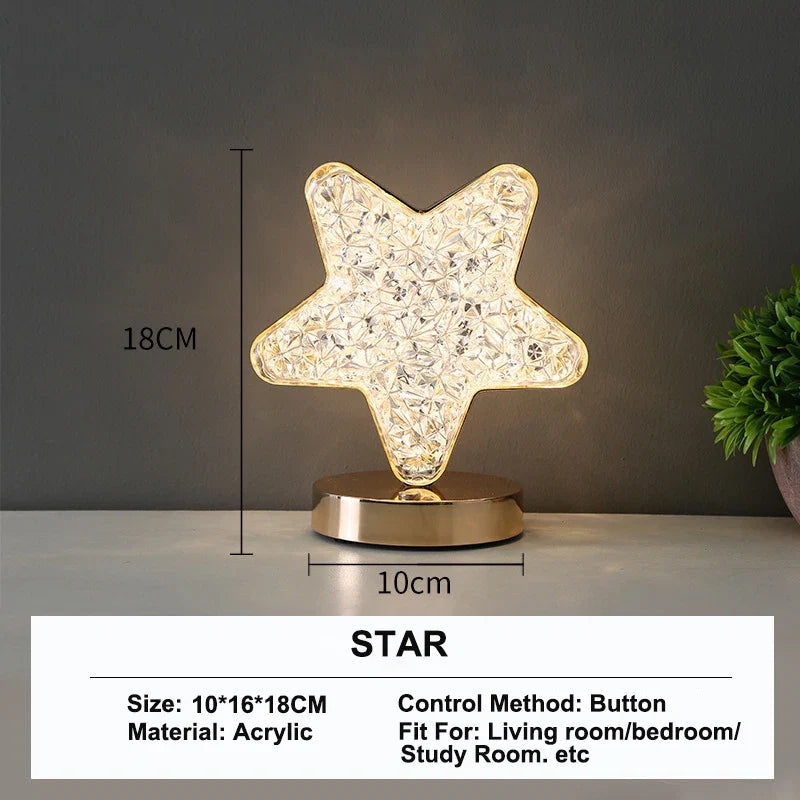 Stellora – 3D-krystal natlampe, genopladelig