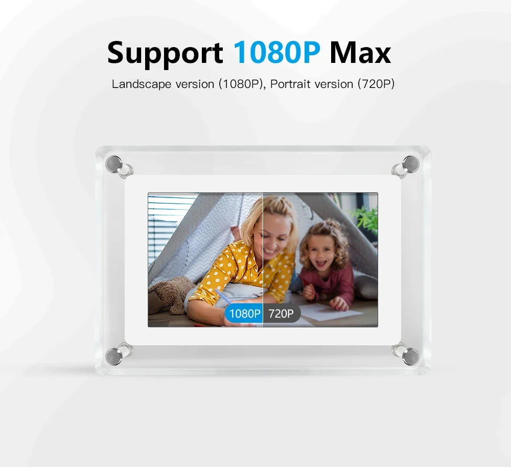 ClearFrame – digital fotoramme i akryl med IPS-skærm