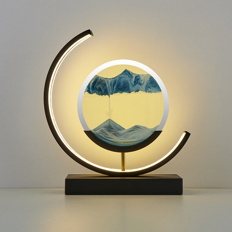 Sandlys – Kviksand LED-bordlampe med sandkunst