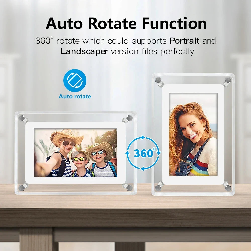 ClearFrame – digital fotoramme i akryl med IPS-skærm