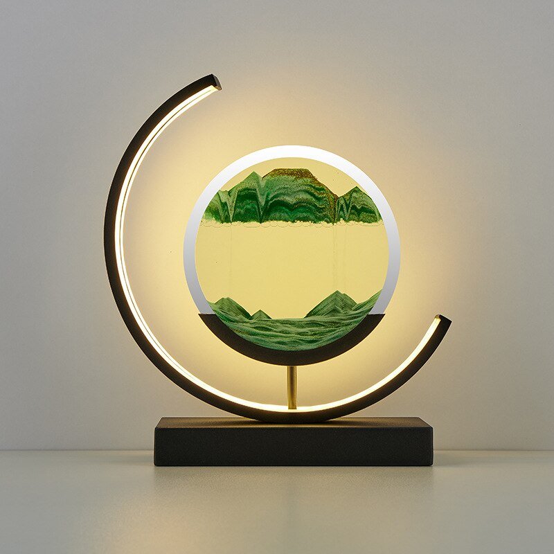 Sandlys – Kviksand LED-bordlampe med sandkunst