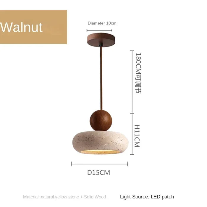 Natursten & Træ Pendel – Vintage Minimalistisk Design