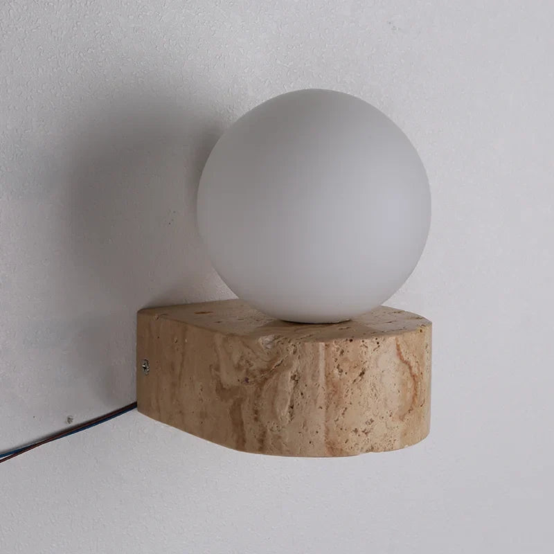 Travertin Væglampe – Japansk-inspireret Design i Natursten