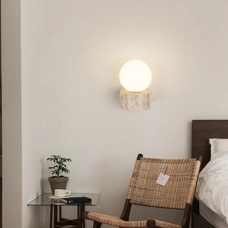 Travertin Væglampe – Japansk-inspireret Design i Natursten