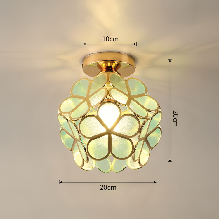 Retro blomsterloftlampe – farverig PVC-skærm