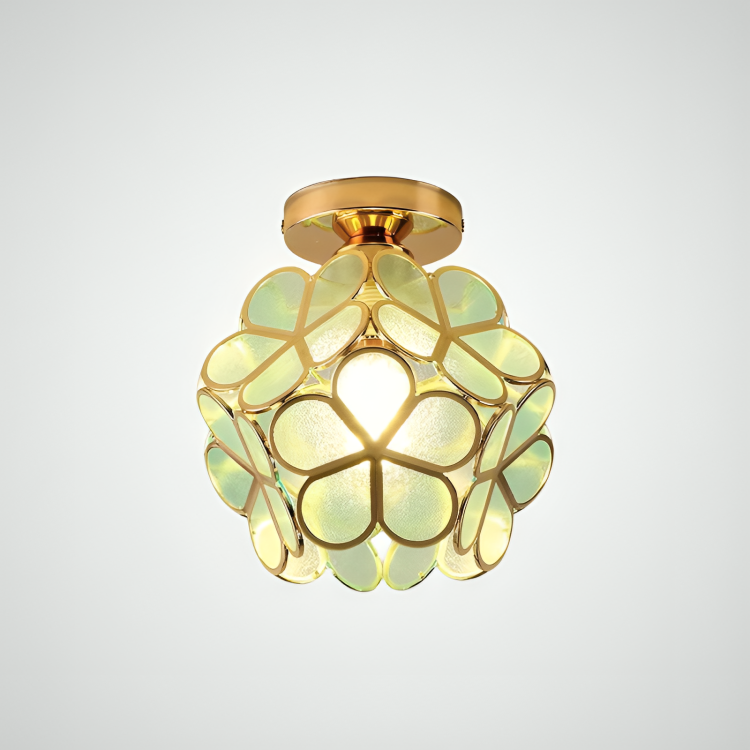 Retro blomsterloftlampe – farverig PVC-skærm