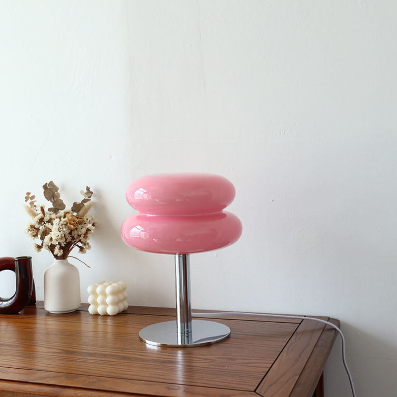 Italiensk Designerlampe – Glasbordlampe med kromfod