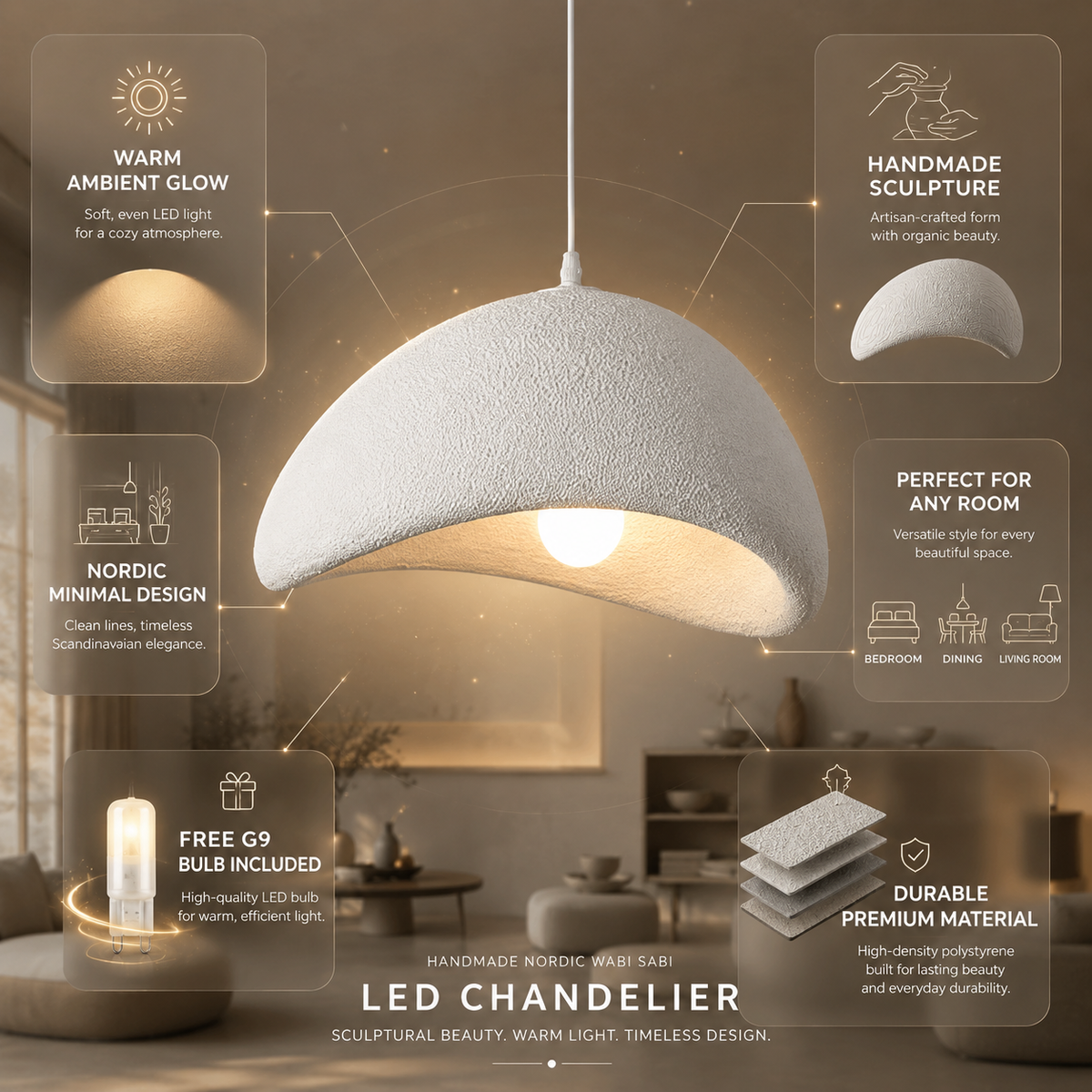 Zenith Glow – Moderne LED-lysekrone i nordisk design