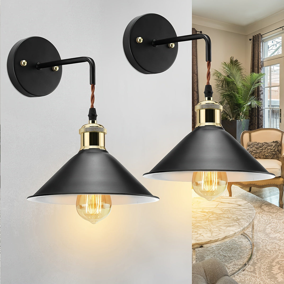 Moderne metalvæglampe – industriel stil, oliebehandlet finish