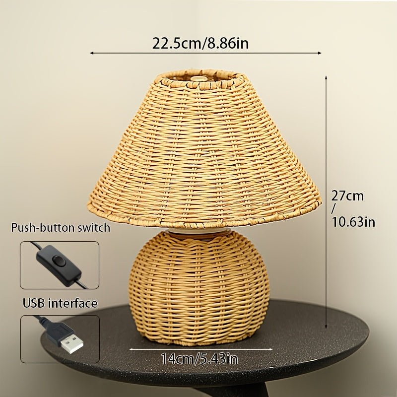 Bambus Skrivebordslampe – USB-drevet Boho Accentlys
