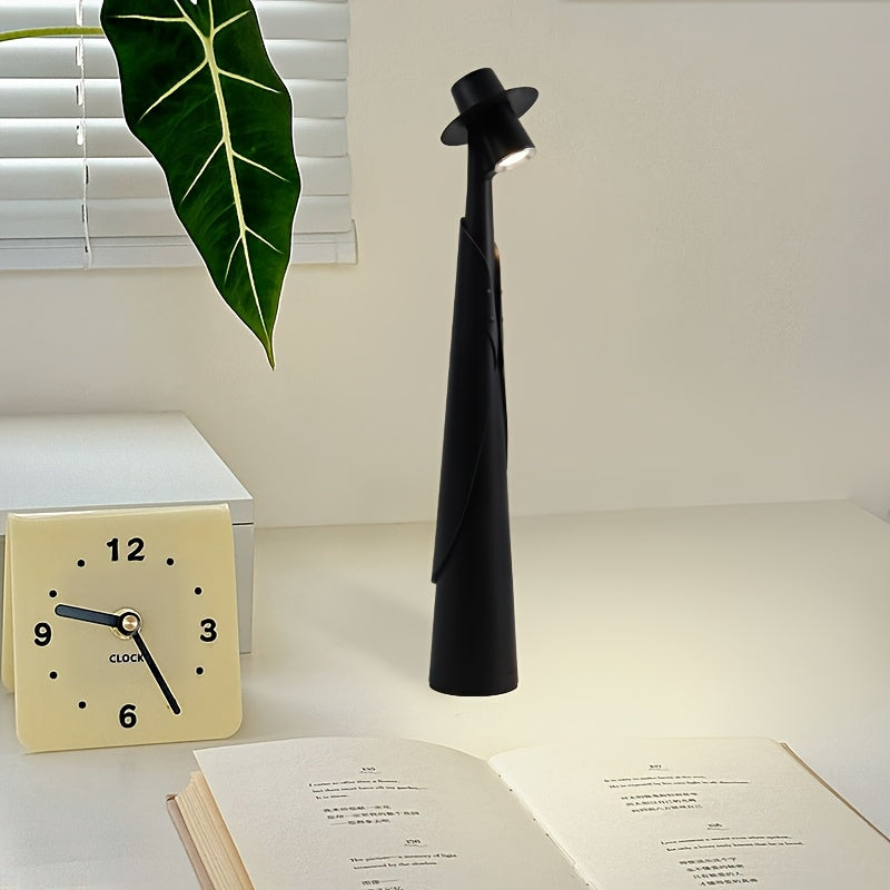 LED-bordlampe med hat-silhuet – genopladelig og trådløs