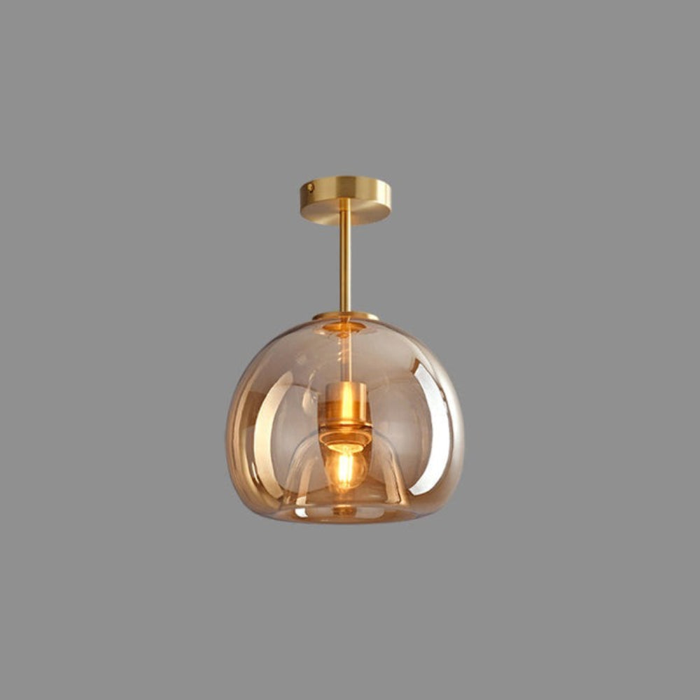 Vintage Bobleglas Loftlampe – Retro Ravfarvet Pendel