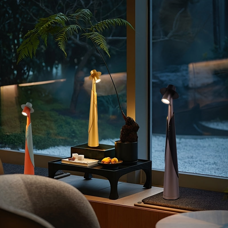 LED-bordlampe med hat-silhuet – genopladelig og trådløs