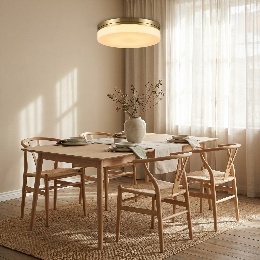 Ceiling Lights collection - flush-mount ceiling light above a wooden dining table