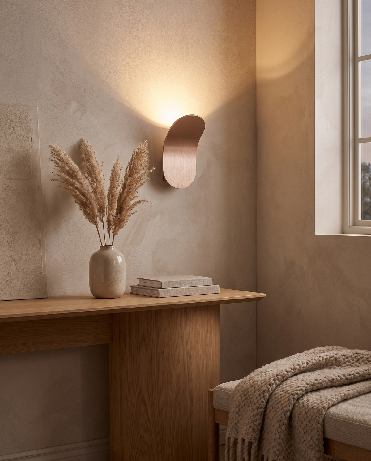 Moderne nordisk væglampe - modern nordic LED wall lamp, styled lifestyle shot