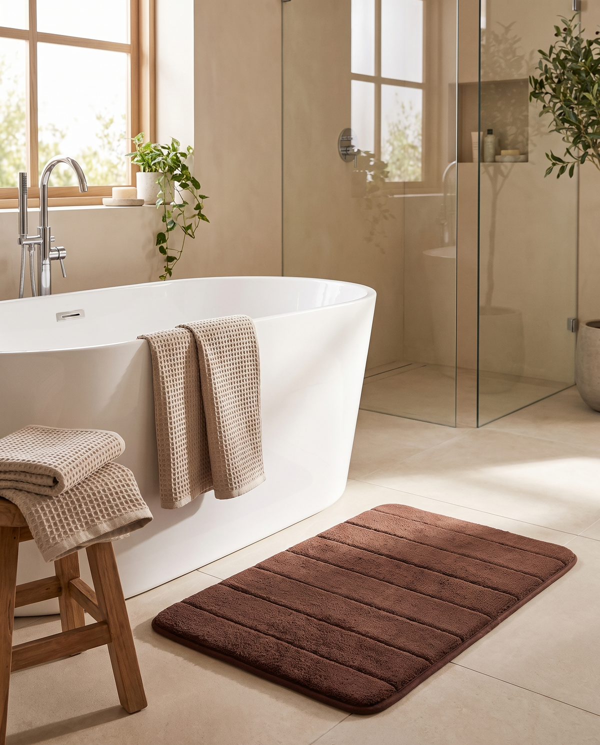 UltraBlød Sugerig Badeforhængsmåtte - absorbent bath mat, styled lifestyle shot