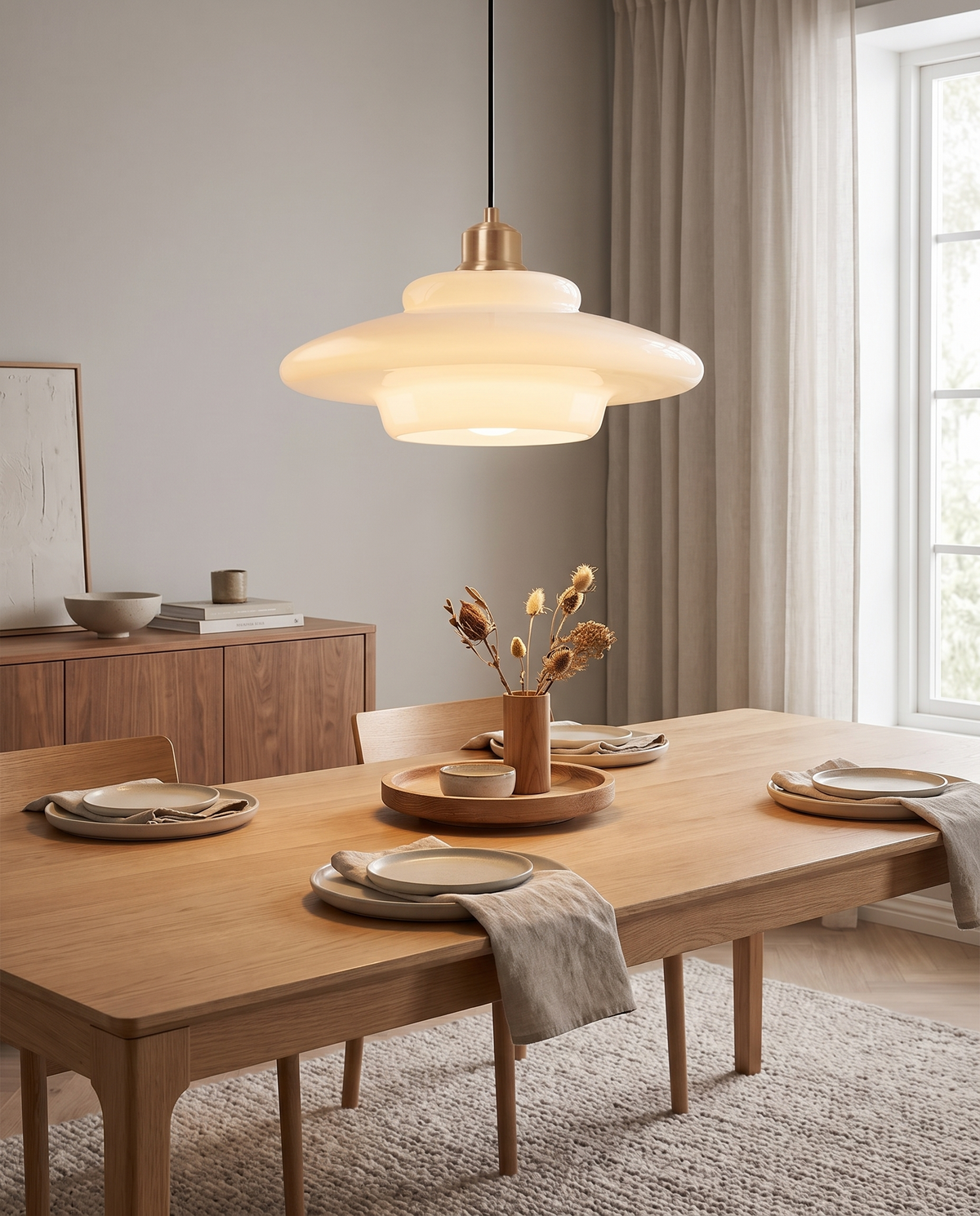 Hvid Glaspendel – Mid-century elegance i glas