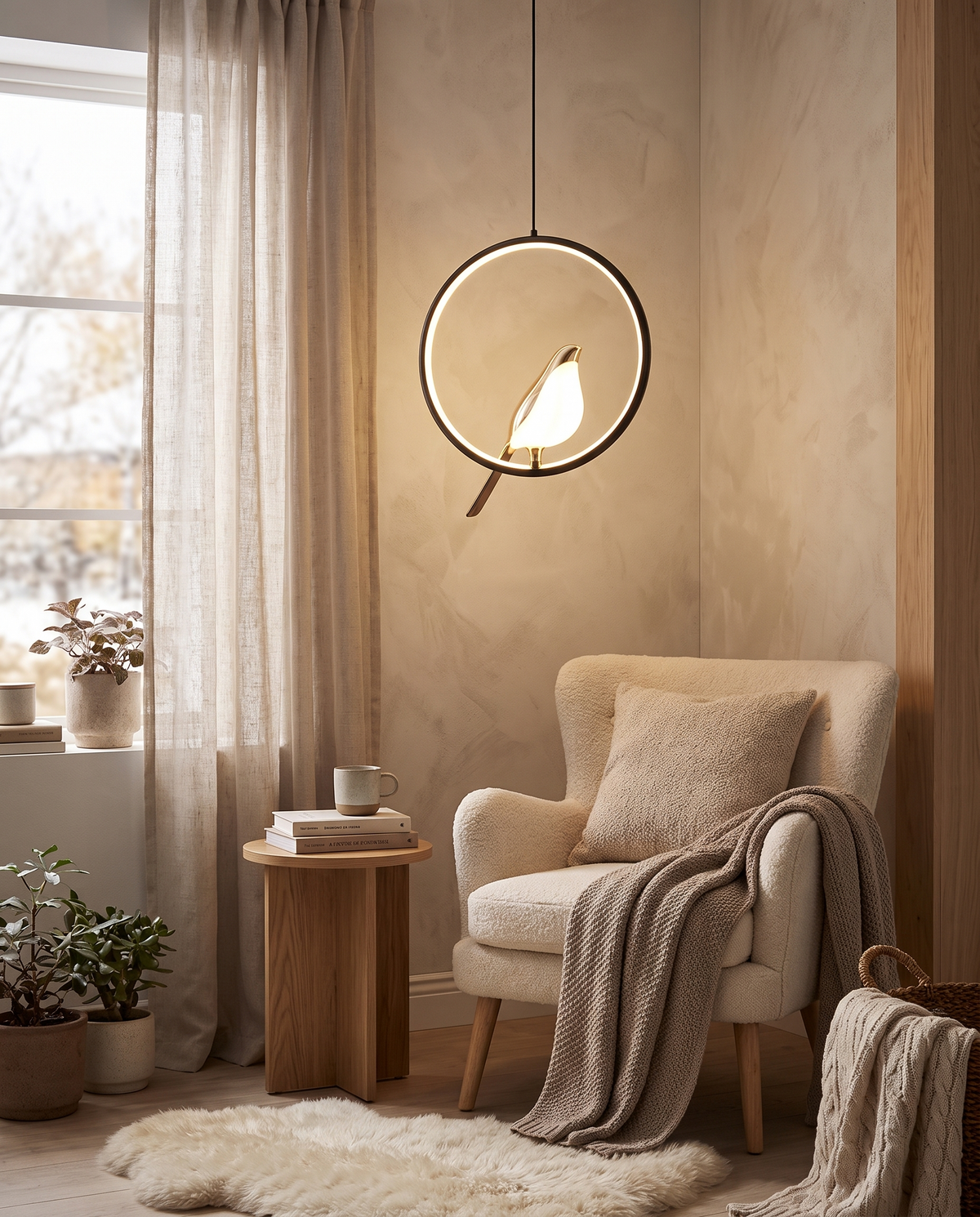 Magpie Pendel – nordisk loftlampe med fuglemotiv
