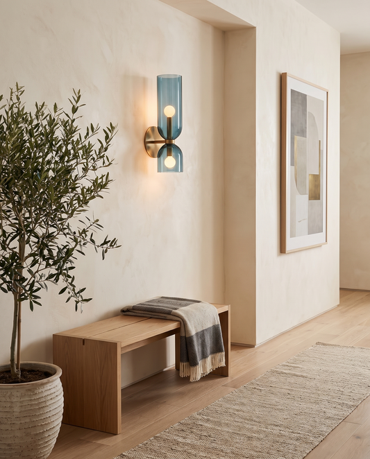 Nordisk glasvæglampe – røget rørdesign
