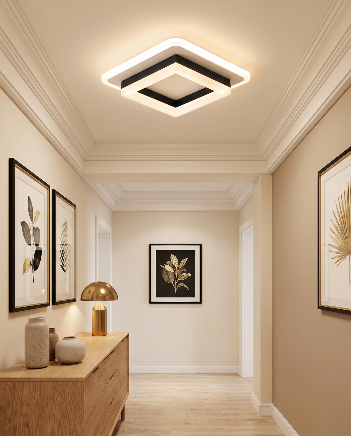 Firkantet LED-loftslampe | Moderne indbygningsarmatur