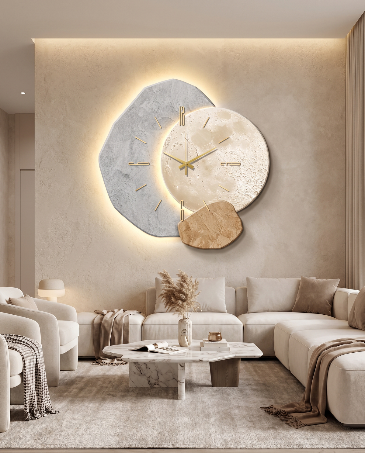 LumoClock – stort vægur med lydløst urværk og LED-lys