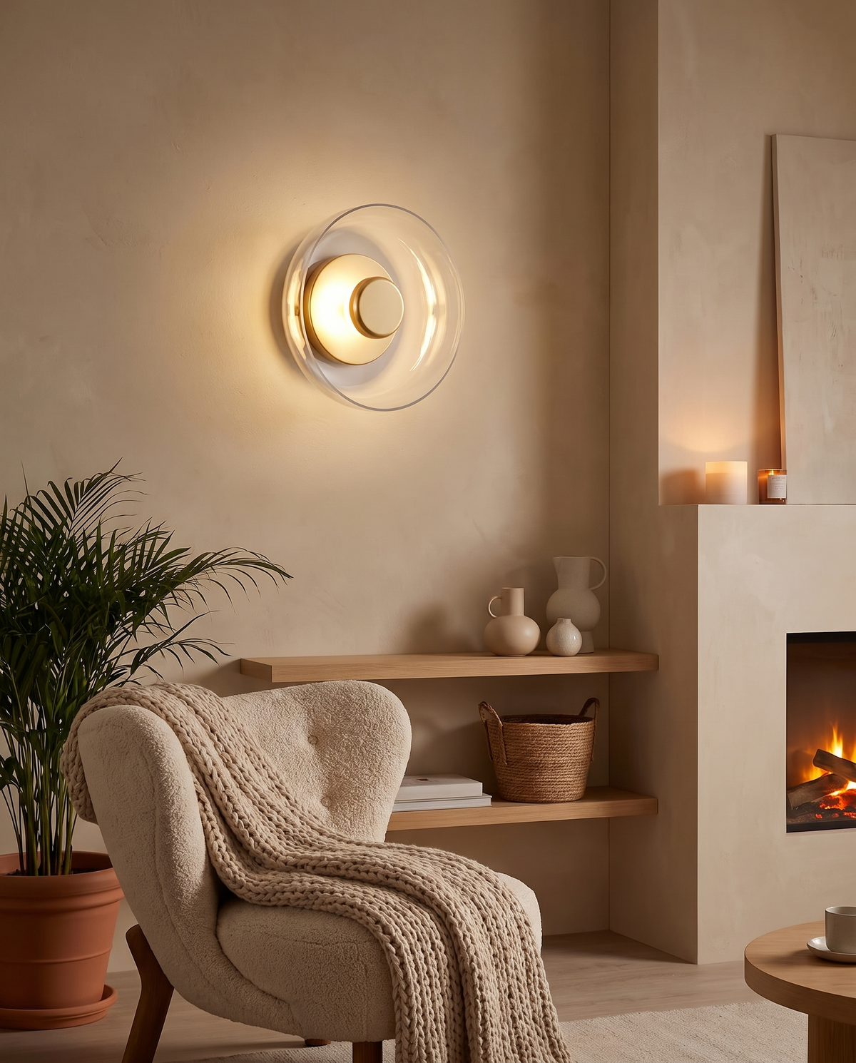 Nordic Glass – Rund LED-væglampe med glaskuppel