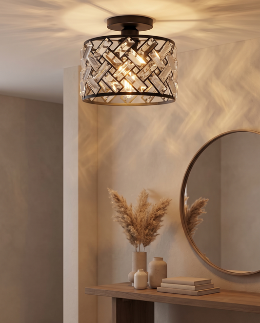Moderne krystalloftlampe – elegant semi-flush armatur