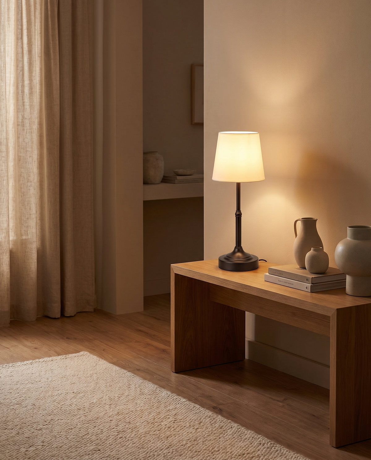 Dæmpbar ledningsfri bordlampe – USB-genopladelig