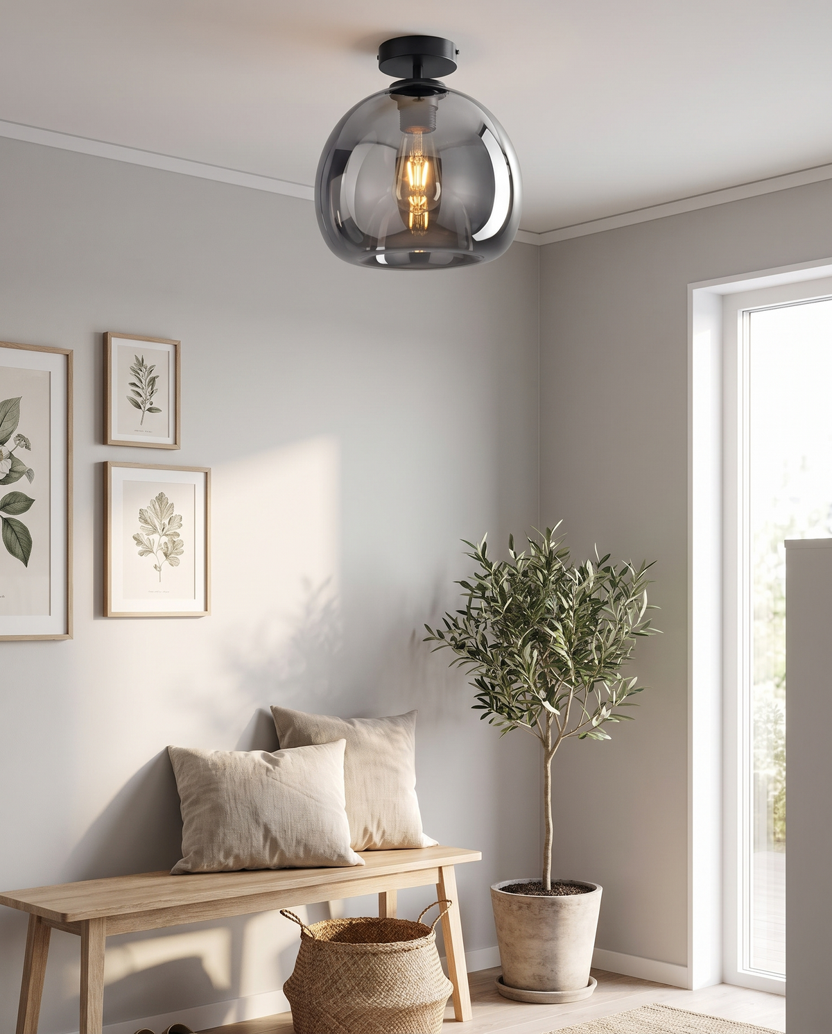 Nordisk glaskugle-loftlampe – halvindbygget