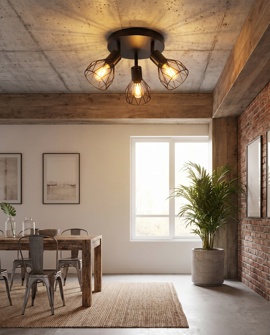 Industriel spotlight-loftlampe – justerbar, sort metal