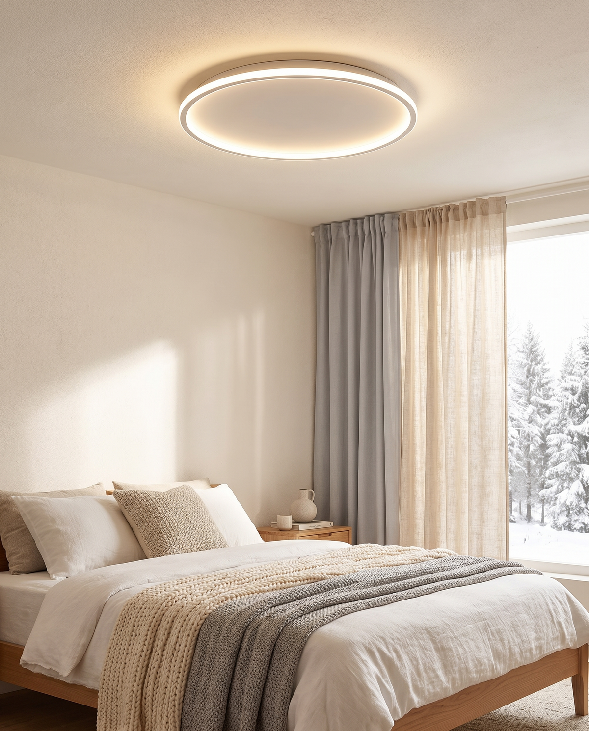 Rund LED-loftlampe – minimalistisk indbygningsdesign