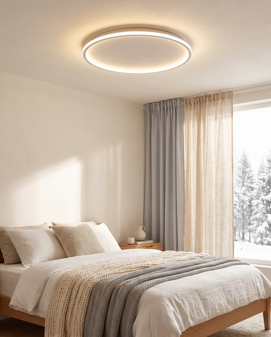 Rund LED-loftlampe – minimalistisk indbygningsdesign