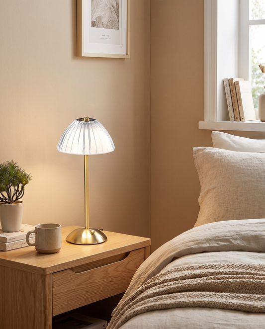 Golden Touch bordlampe – USB-genopladelig med krystalskærm