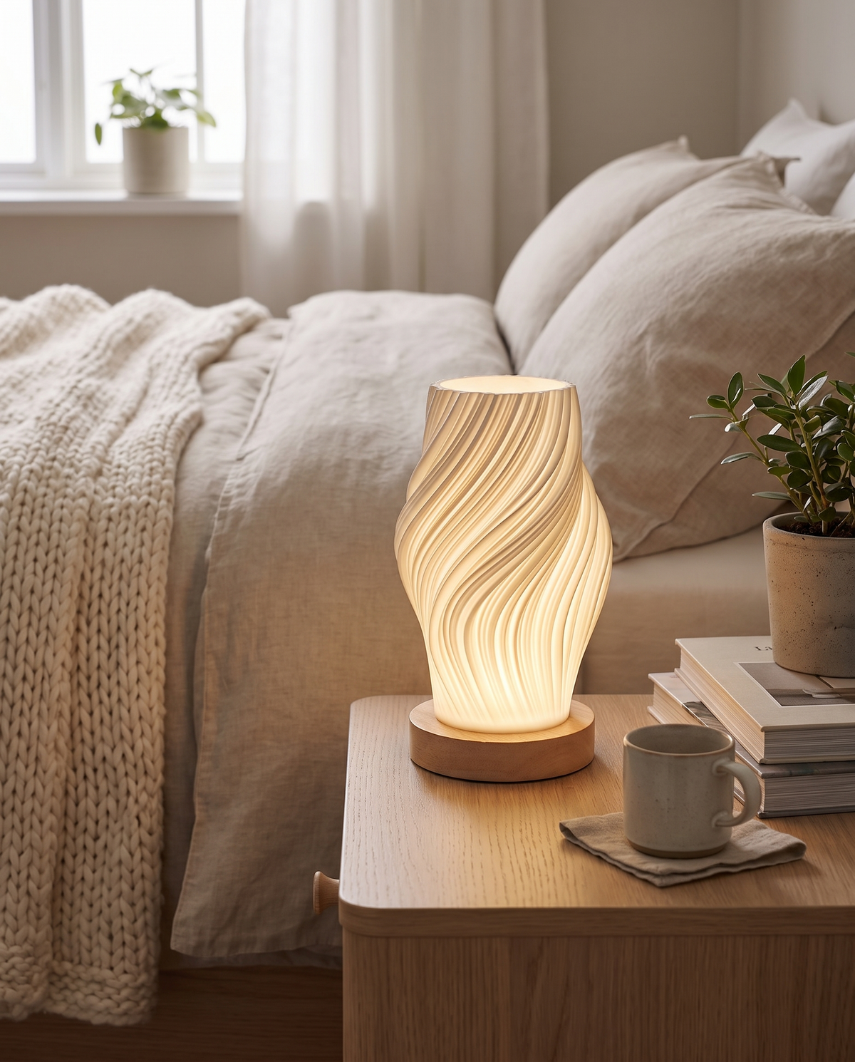 Moderne LED-bordlampe med swirl-design – dæmpbar