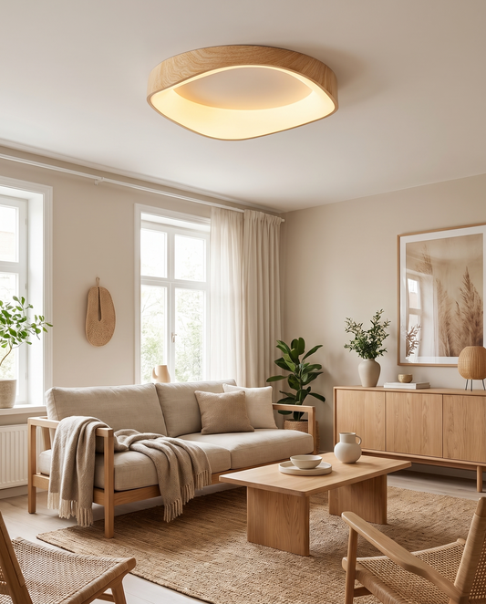 Nordisk Trælook Loftlampe – Kunstnerisk LED-design