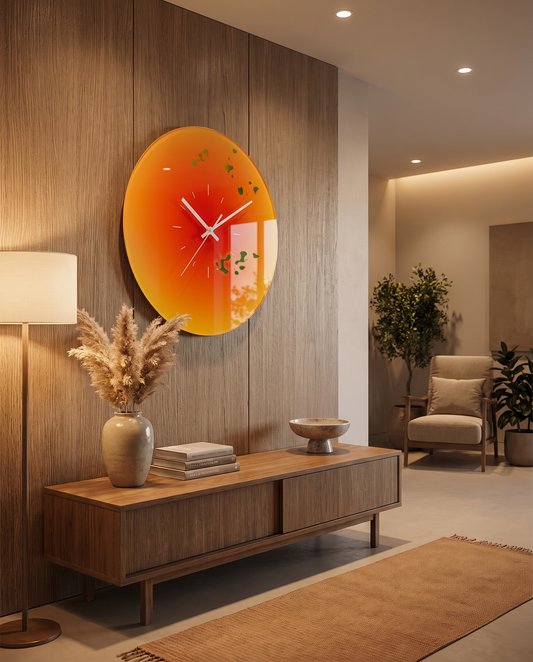 Solnedgang Vægur – Glas i Gradientdesign