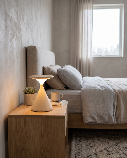 Aurora Trådløs Bordlampe – Timeglasdesign