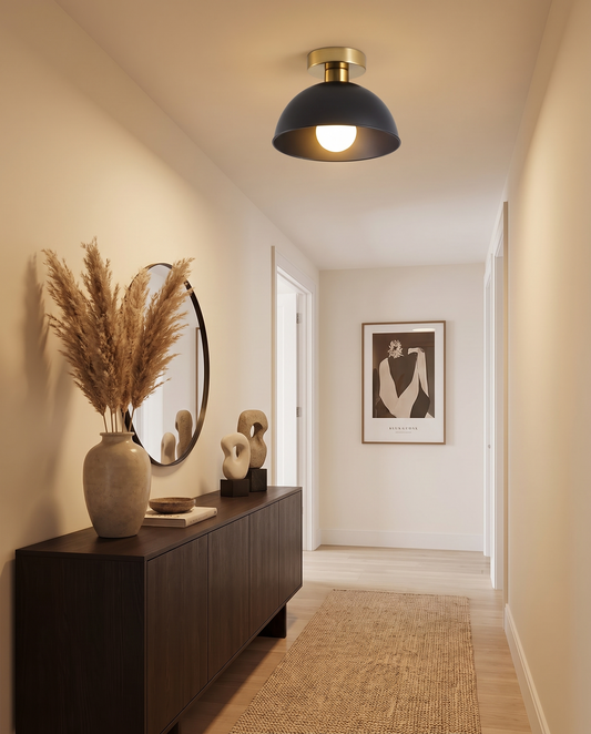 Moderne Loftlampe – Halvindbygget med mat metalfinish