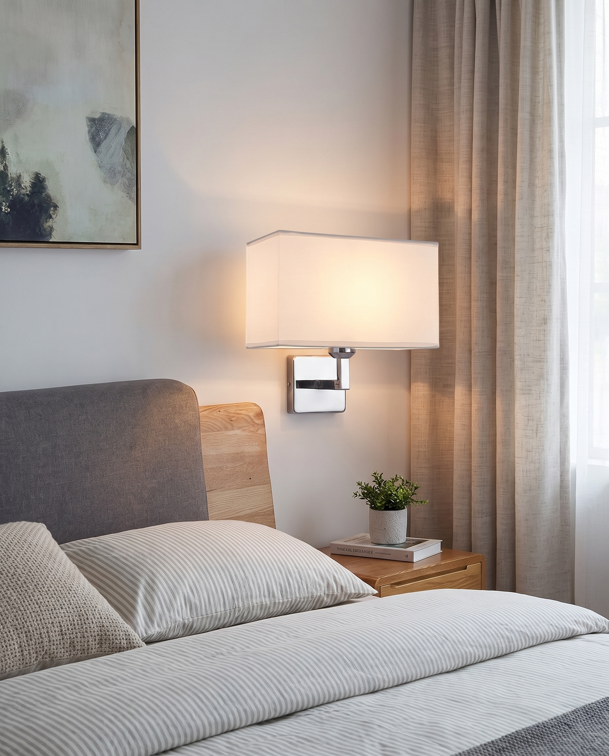 Væglampe med Læsearm – E27 Sengelampe i Krom
