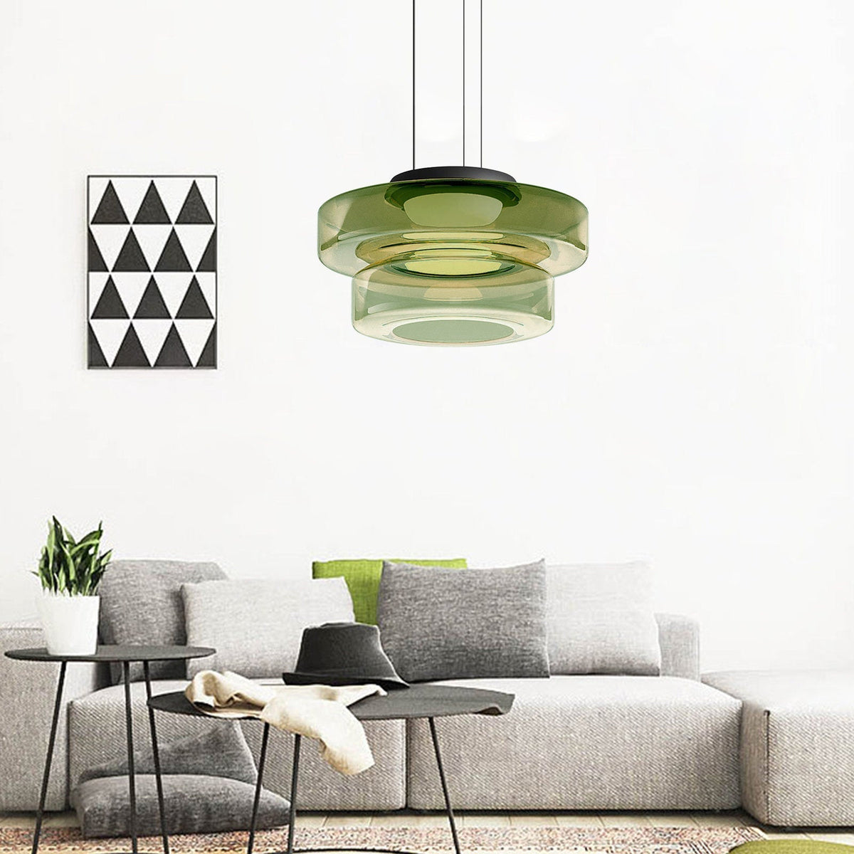 Glaspendel i Bauhaus-stil – lagdelt glasskærm