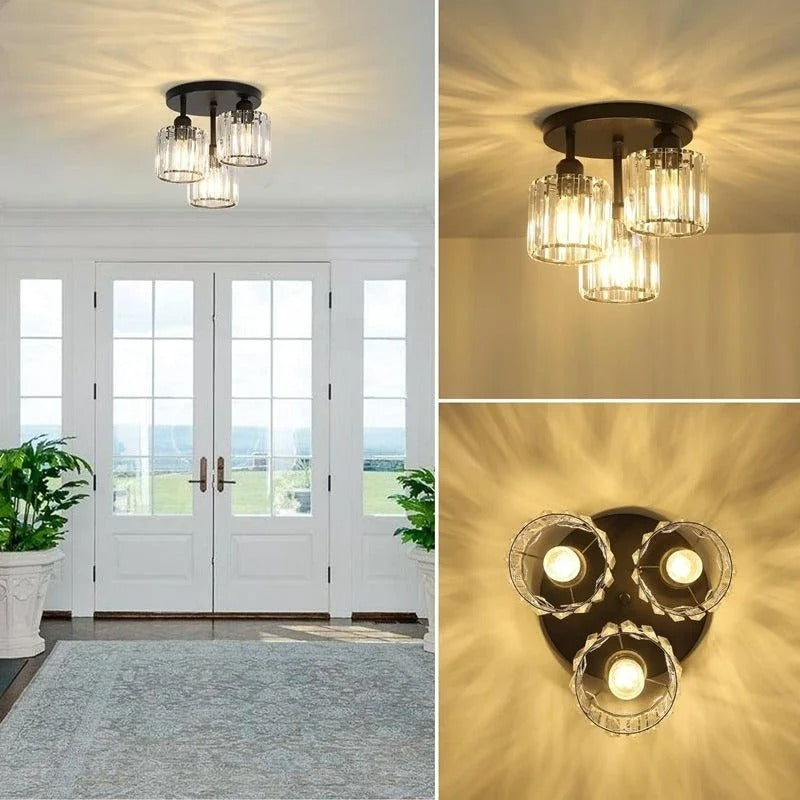 Krystalloftlampe i guld eller sort – 3 lyskilder