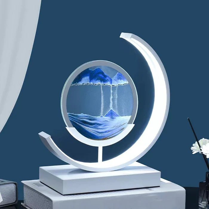 Sandlys – Kviksand LED-bordlampe med sandkunst